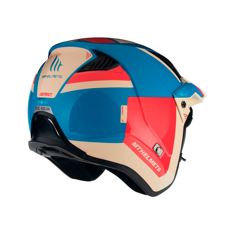 Otwarty kask motocyklowy MT District SV Analog D7 czerwono-niebiesko-beżowy