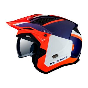 Kask motocyklowy MT District SV Analog D5 blue-white-fluo orange open trials