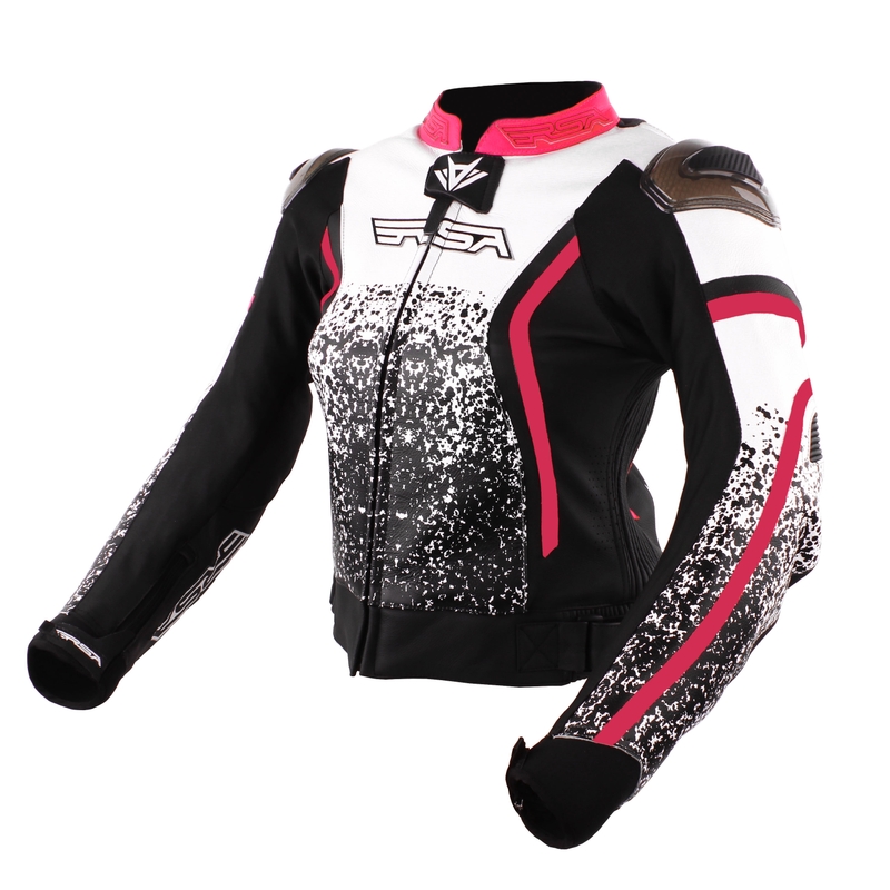 Damska kurtka motocyklowa RSA Flow II black-white-pink wyprzedaż
