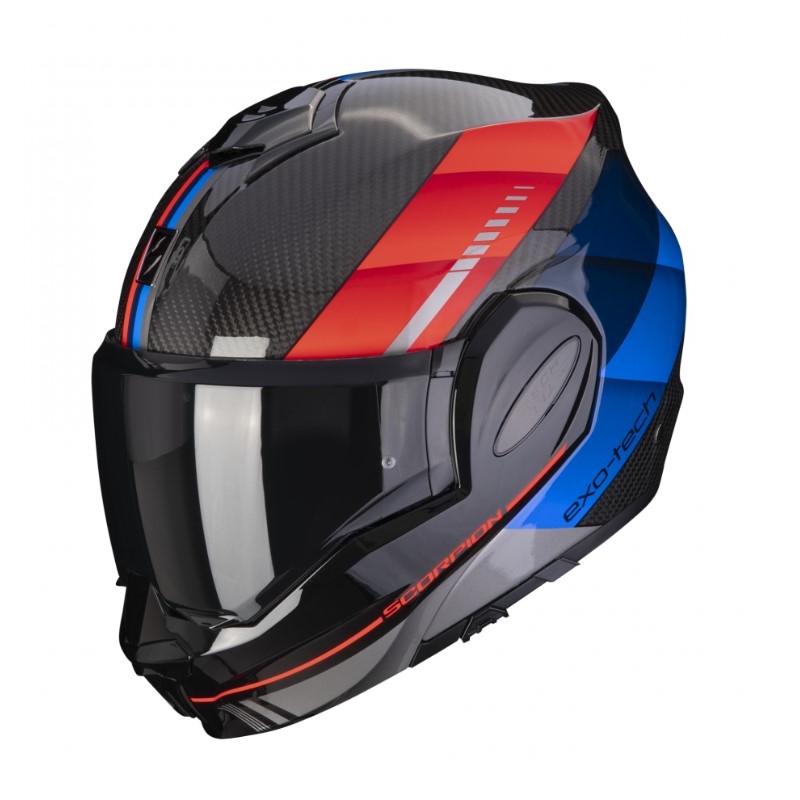 Kask składany Scorpion EXO-TECH EVO Carbon Genus czarno-niebiesko-czerwony