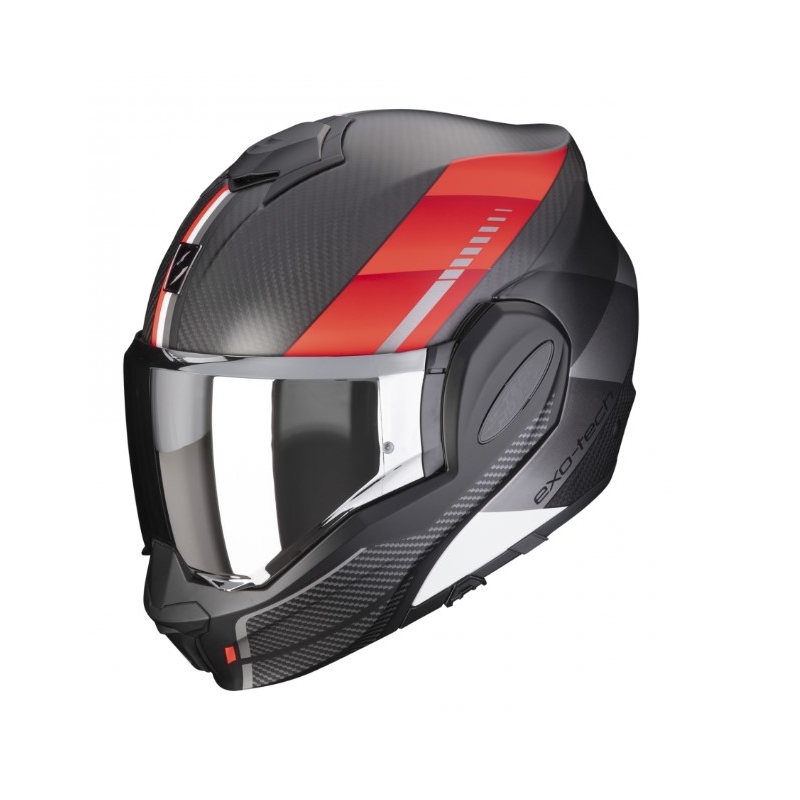 Kask składany Scorpion EXO-TECH EVO Carbon Genus czarno-czerwony matowy