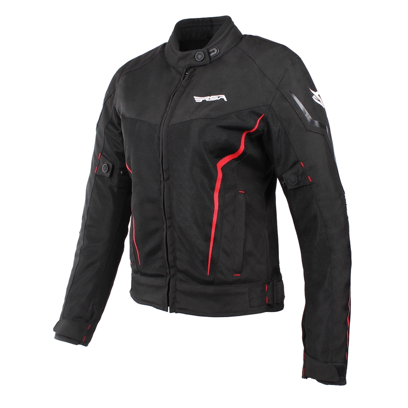 Damska kurtka motocyklowa RSA BOLT czarno-czerwony outlet wyprzedaż