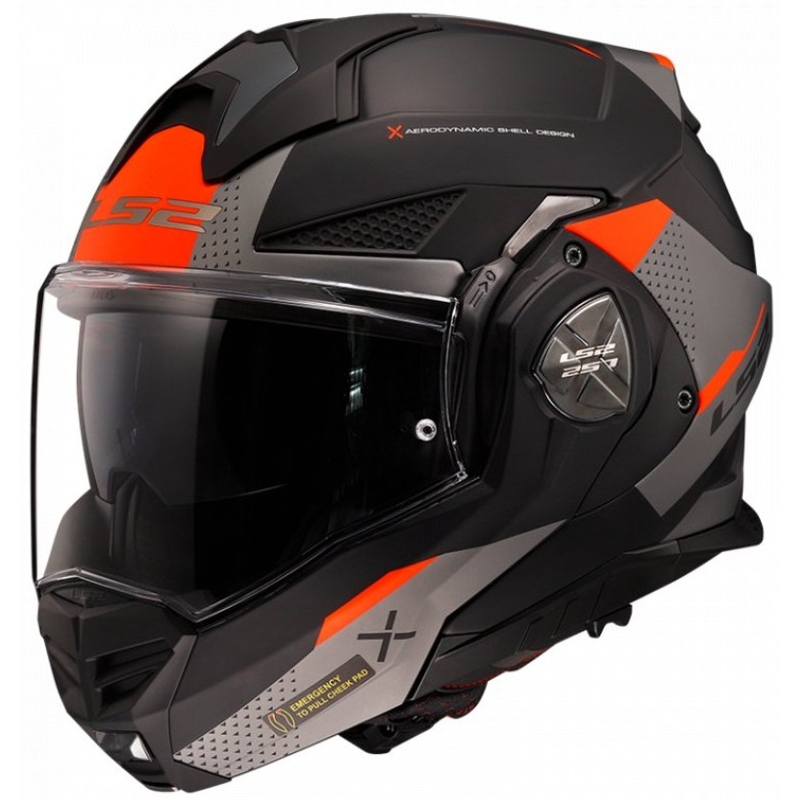 Kask motocyklowy typu flip-up LS2 FF901 Advant X Oblivion czarno-czerwono-tytanowy