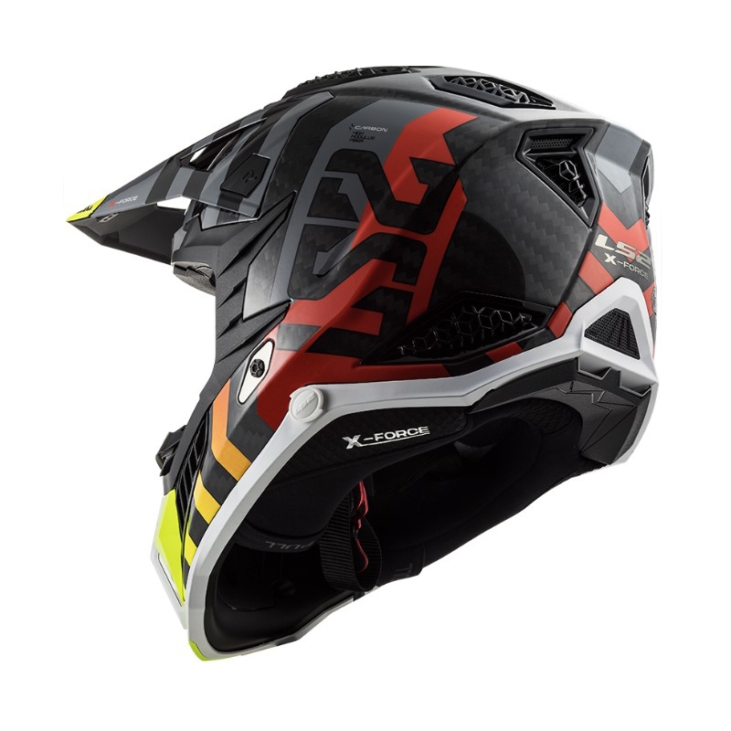 Kask motocrossowy LS2 MX703 C X-Force Barrier H-V czarno-szaro-czerwono-żółty