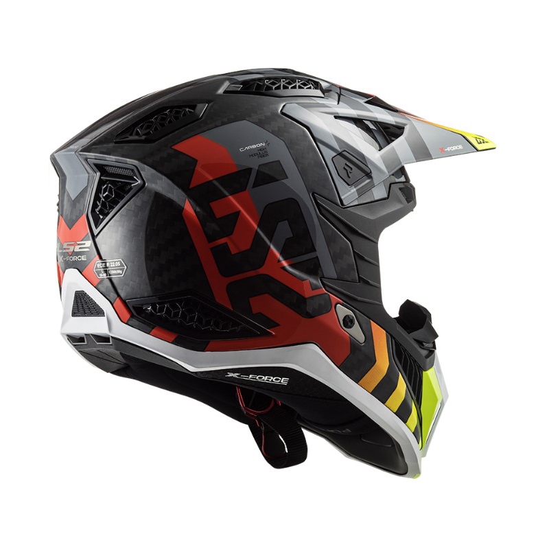 Kask motocrossowy LS2 MX703 C X-Force Barrier H-V czarno-szaro-czerwono-żółty