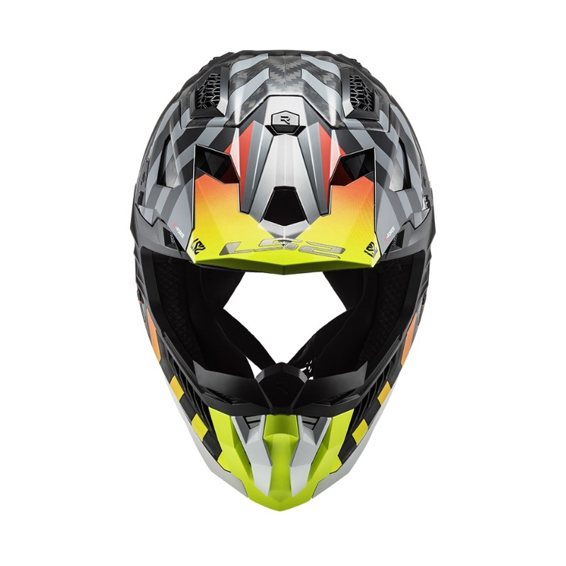 Kask motocrossowy LS2 MX703 C X-Force Barrier H-V czarno-szaro-czerwono-żółty