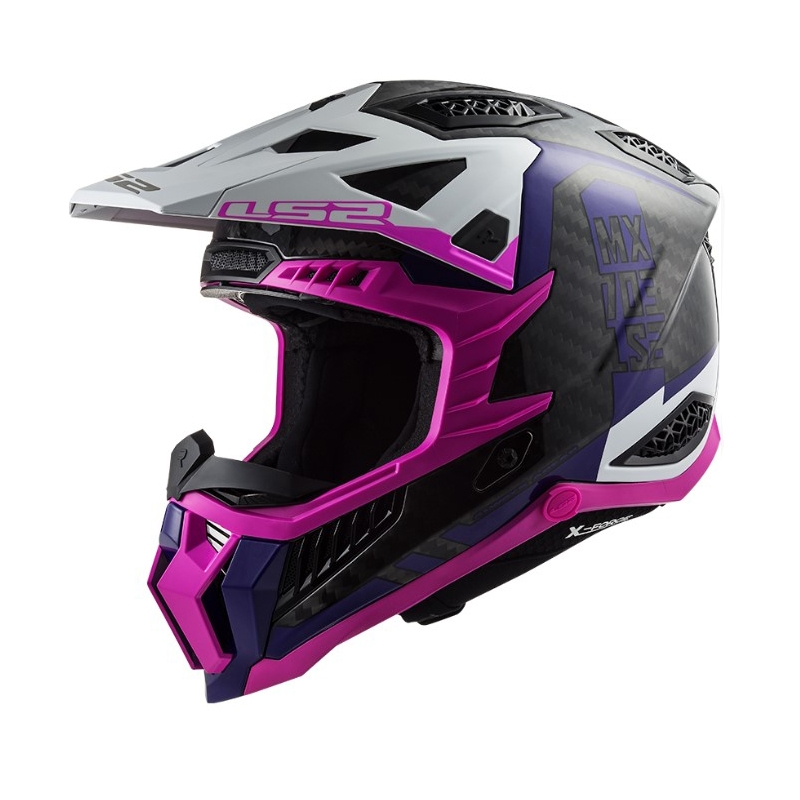 Kask motocrossowy LS2 MX703 C X-Force Victory czarno-biało-fioletowo-różowy