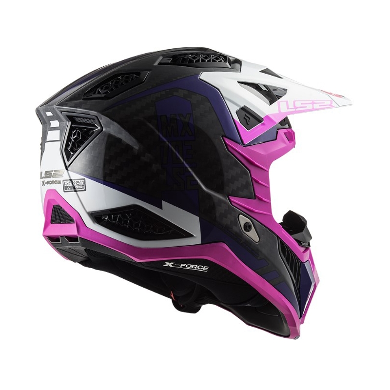 Kask motocrossowy LS2 MX703 C X-Force Victory czarno-biało-fioletowo-różowy