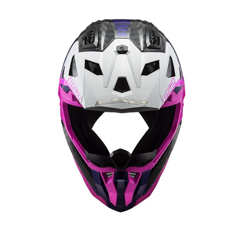 Kask motocrossowy LS2 MX703 C X-Force Victory czarno-biało-fioletowo-różowy