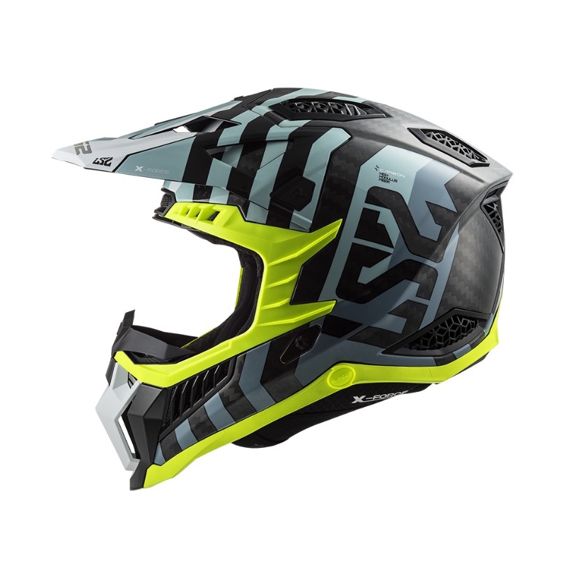 Kask motocrossowy LS2 MX703 C X-Force Barrier czarno-niebiesko-żółty