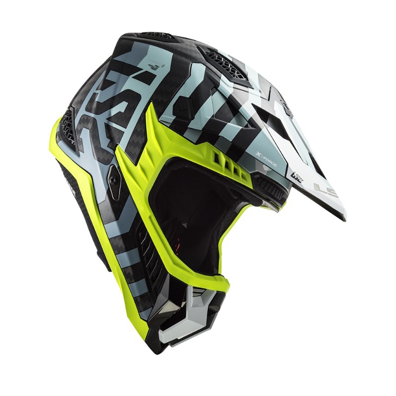 Kask motocrossowy LS2 MX703 C X-Force Barrier czarno-niebiesko-żółty