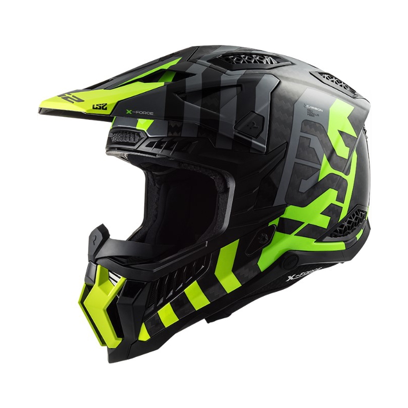 Kask motocrossowy LS2 MX703 C X-Force Barrier H-V czarny-szary-fluo żółty