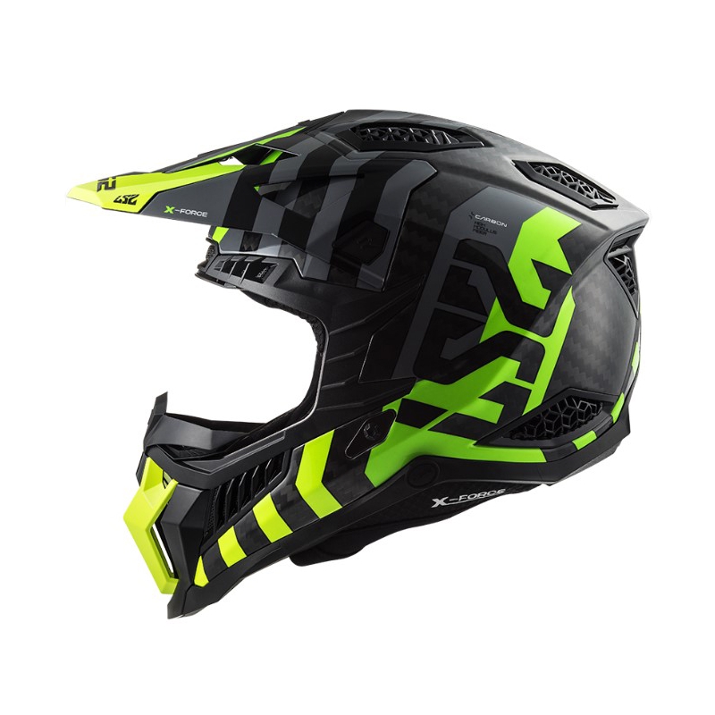 Kask motocrossowy LS2 MX703 C X-Force Barrier H-V czarny-szary-fluo żółty