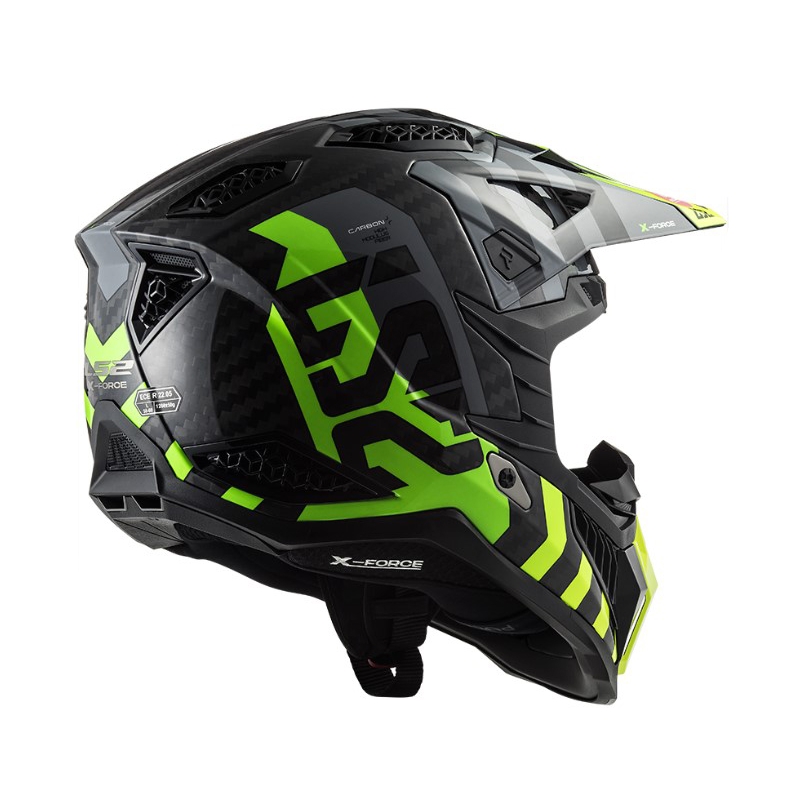 Kask motocrossowy LS2 MX703 C X-Force Barrier H-V czarny-szary-fluo żółty