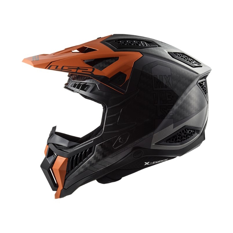 Kask motocrossowy LS2 MX703 C X-Force Victory czarno-tytanowo-pomarańczowy
