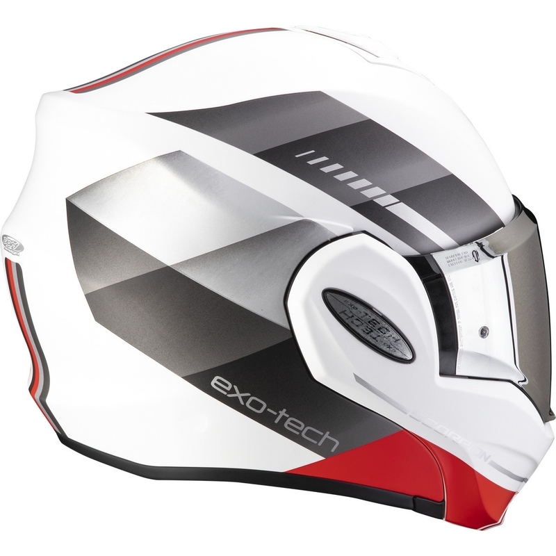 Składany kask motocyklowy Scorpion EXO-TECH EVO Genre biało-srebrno-czerwony wyprzedaż