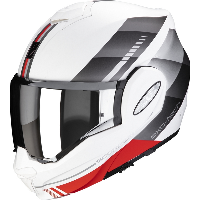 Składany kask motocyklowy Scorpion EXO-TECH EVO Genre biało-srebrno-czerwony wyprzedaż