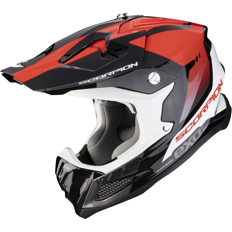 Kask motocrossowy Scorpion VX-22 Air Attis czarno-biało-czerwony