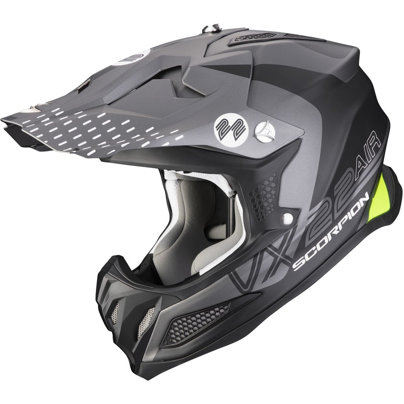 Kask motocrossowy Scorpion VX-22 Air Ares czarno-srebrny matowy