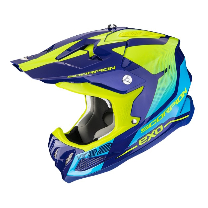 Kask motocrossowy Scorpion VX-22 Air Attis blue-fluo yellow