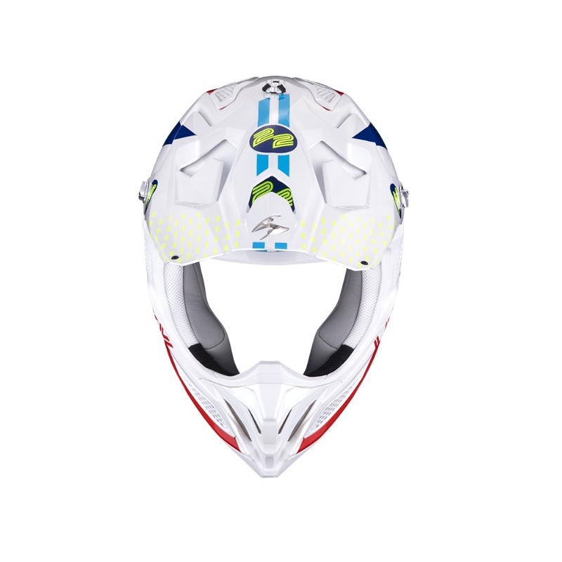 Kask motocrossowy Scorpion VX-22 Air Ares biało-niebiesko-czerwony