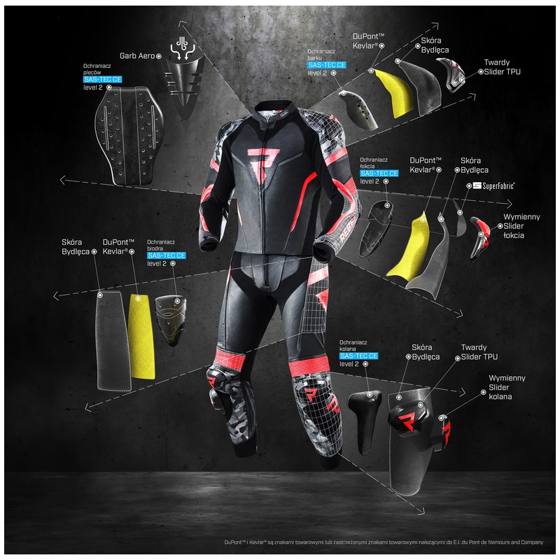 Czarne skórzane spodnie motocyklowe Rebelhorn Rebel 22