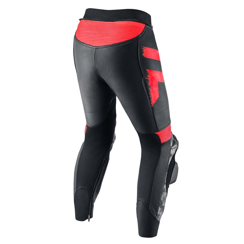 Skórzane spodnie motocyklowe Rebelhorn Rebel 22 czarno-fluo czerwone wyprzedaż