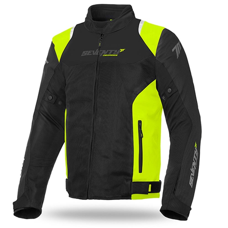 Kurtka motocyklowa SEVENTY DEGREES SD-JR48 czarny-fluo żółty
