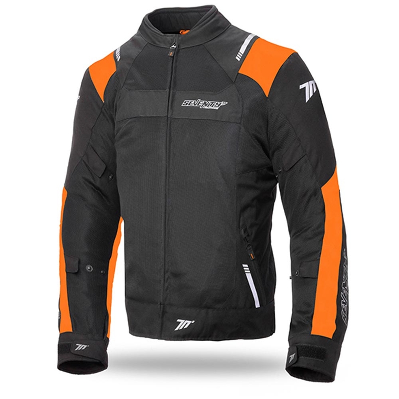 Kurtka motocyklowa SEVENTY DEGREES SD-JR52 czarno-pomarańczowa wyprzedaż