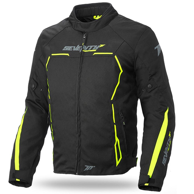 Kurtka motocyklowa SEVENTY DEGREES SD-JR65 czarny-fluo żółty