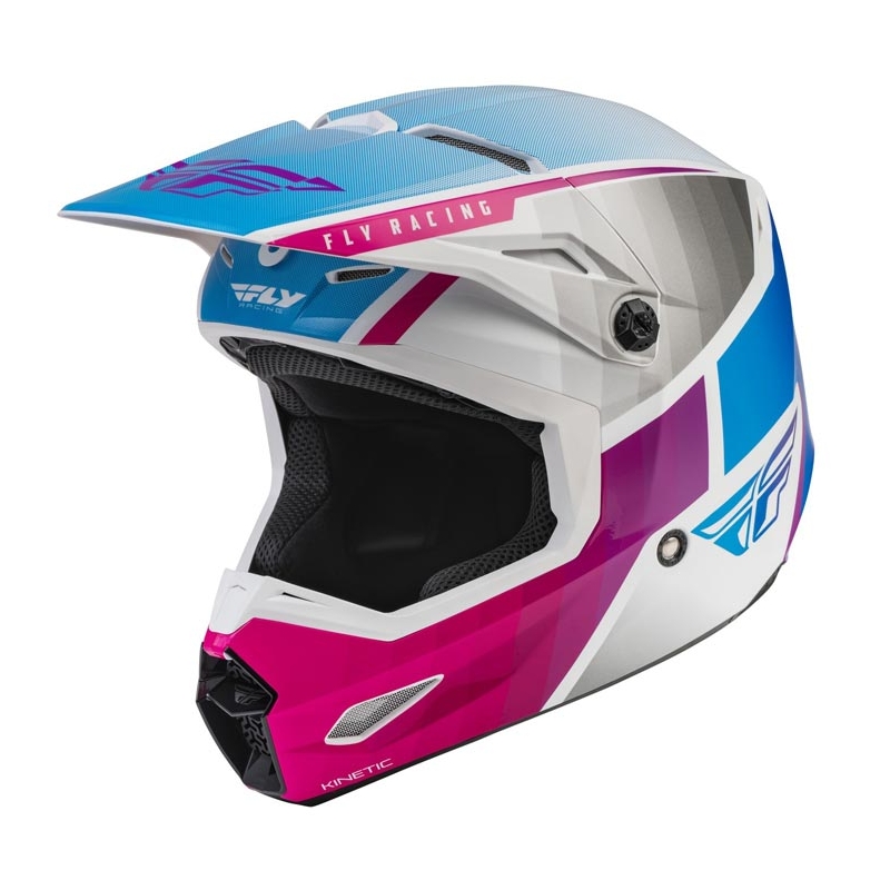 Kask motocrossowy FLY Racing Kinetic Drift różowo-biało-niebieski