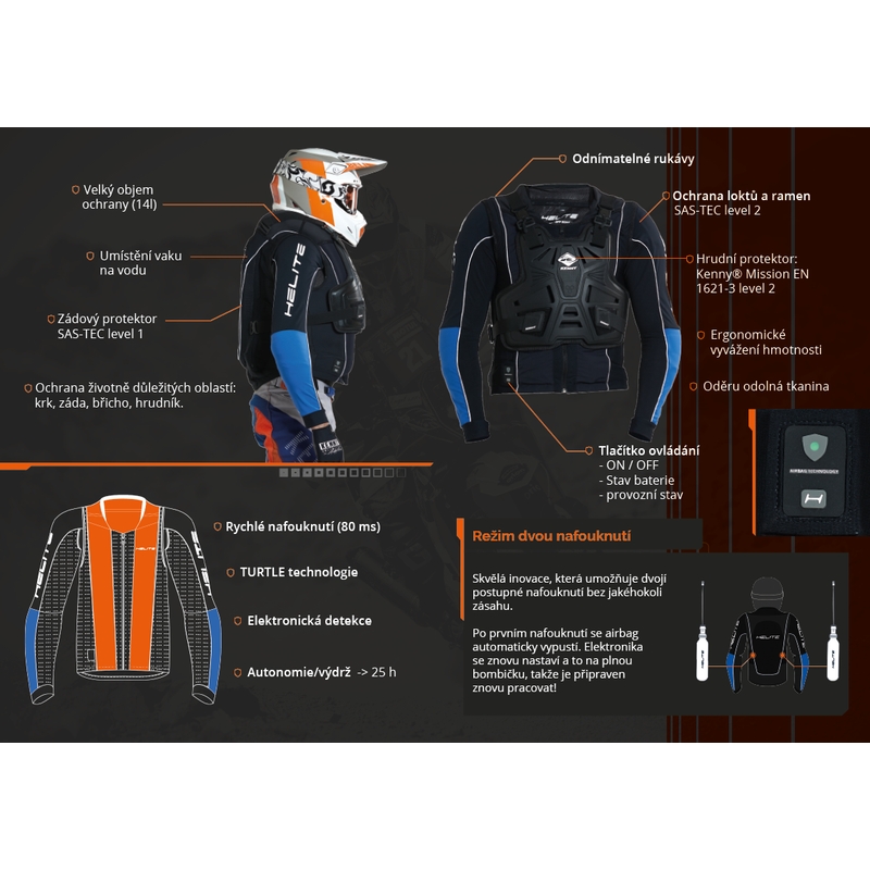 Motocyklowa poduszka powietrzna HELITE Airbag Off Road Dakar - kamizelka