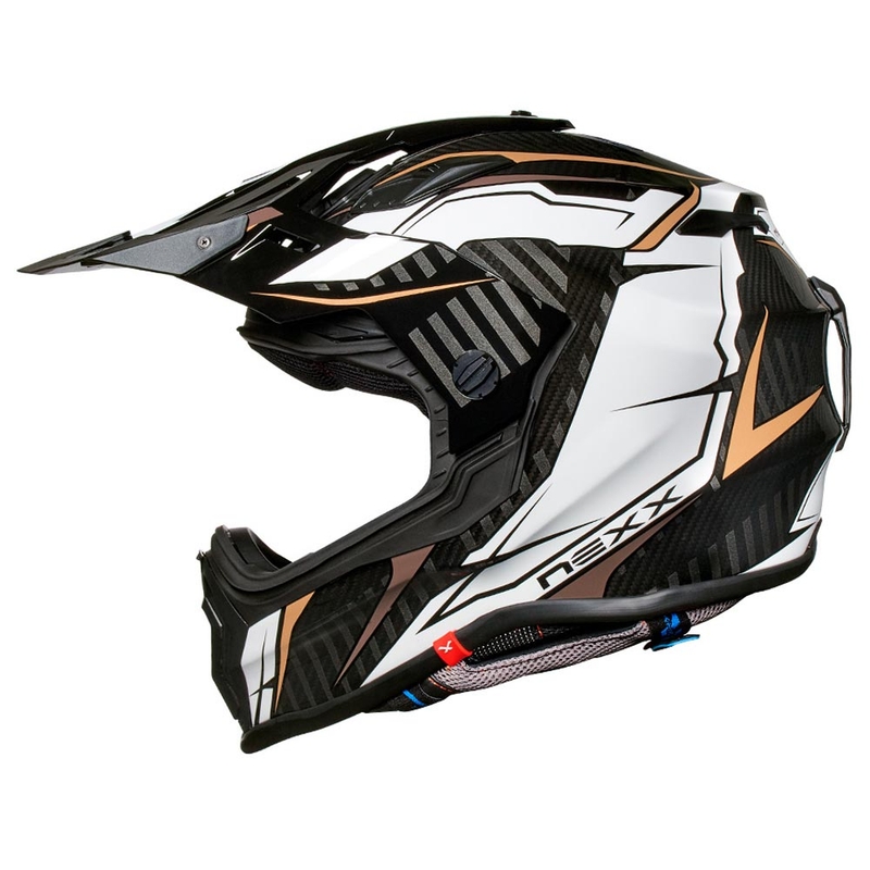 Kask enduro NEXX X.WRL Atika czarno-biało-złoty wyprzedaż