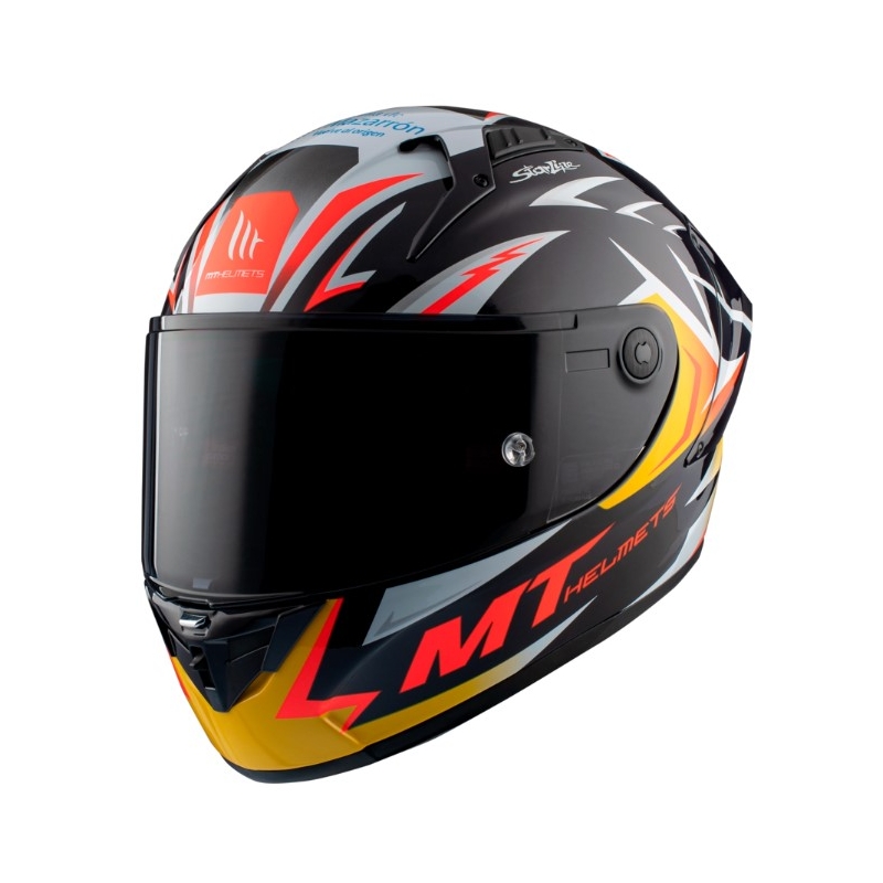 Kask motocyklowy integralny MT FF103PLUSC KRE+ Carbon Acosta A37 black-white-orange połysk