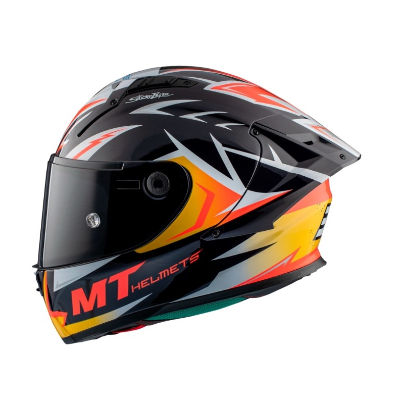 Kask motocyklowy integralny MT FF103PLUSC KRE+ Carbon Acosta A37 black-white-orange połysk