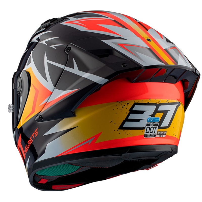 Kask motocyklowy integralny MT FF103PLUSC KRE+ Carbon Acosta A37 black-white-orange połysk