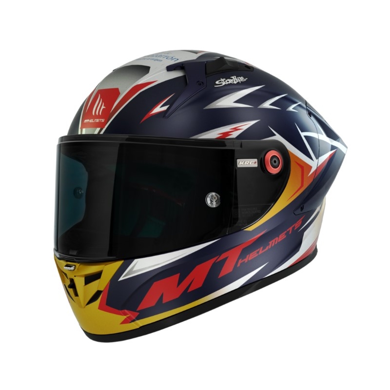 Kask motocyklowy integralny MT FF103PLUSC KRE+ Carbon Acosta A37 blue-white-orange mat