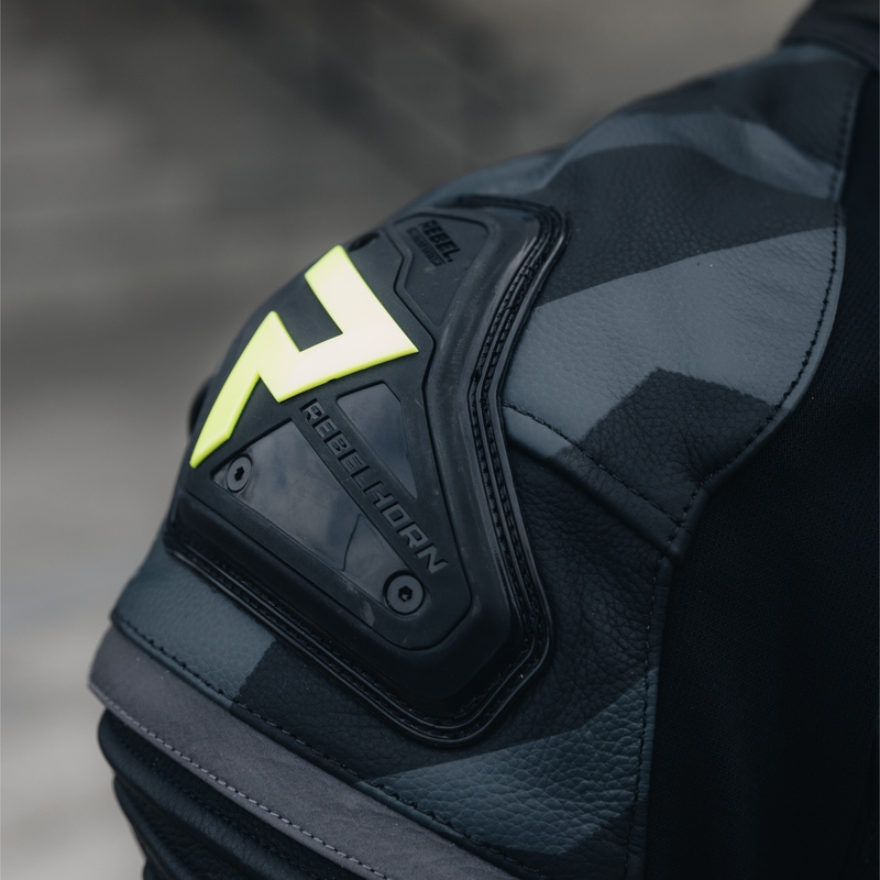 Rebelhorn Vandal Black-Fluo Yellow Leather Motorcycle Jacket wyprzedaż