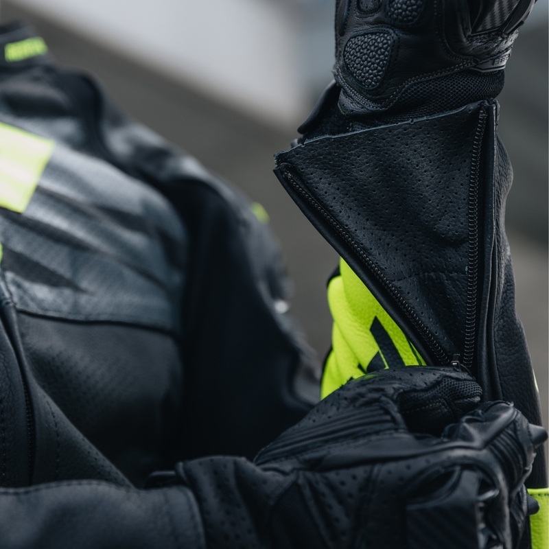 Rebelhorn Vandal Black-Fluo Yellow Leather Motorcycle Jacket wyprzedaż