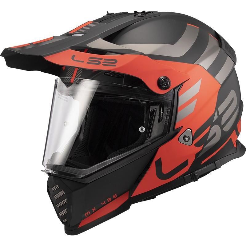 Kask Enduro LS2 MX436 Pioneer Evo Adventurer czarno-pomarańczowy matowy