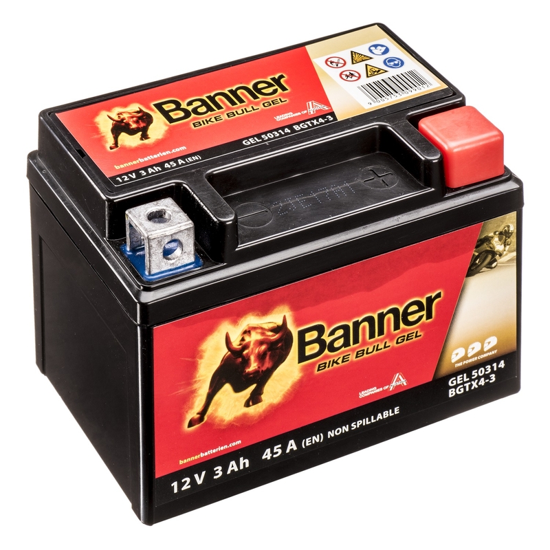 Akumulator żelowy Banner Bike Bull Gel 12V YTX4L-BS/YTZ5S-BS, 3AH, 50A