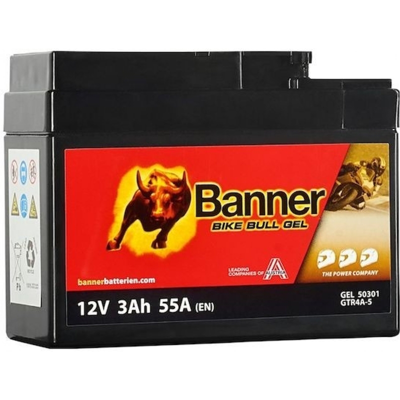 Akumulator żelowy Banner Bike Bull Gel 12V, YTR4A-BS, 3AH, 55A