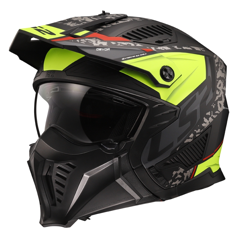 Kask motocyklowy próbny LS2 OF606 Drifter Devor czarno-fluo żółty