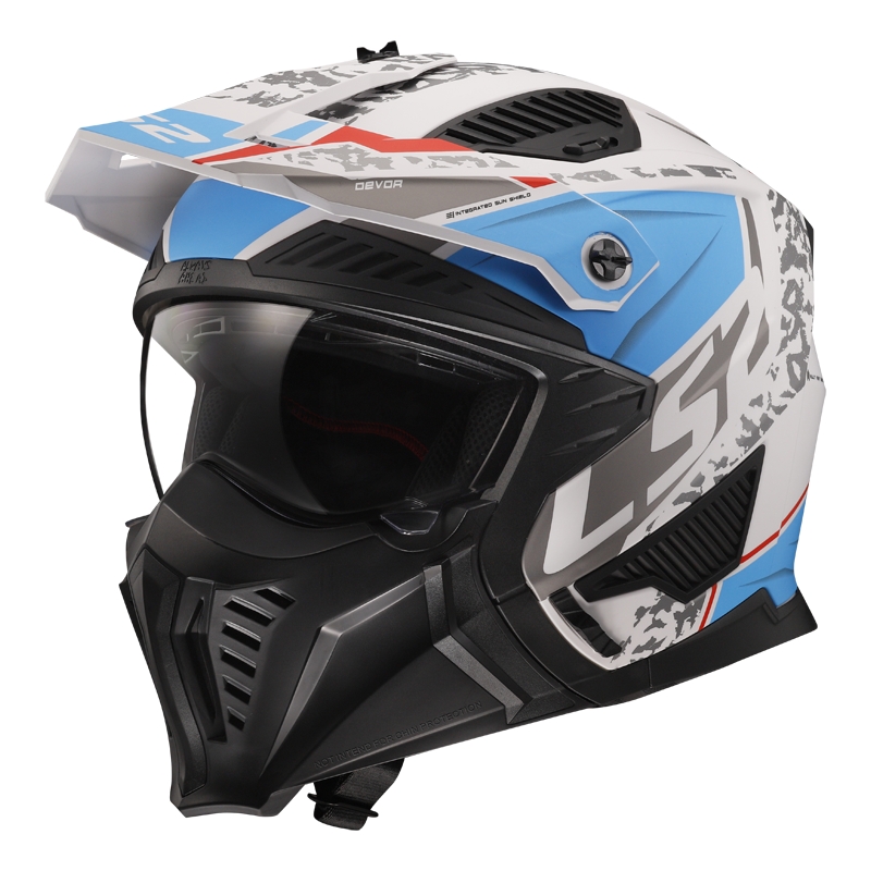 Kask motocyklowy próbny LS2 OF606 Drifter Devor biało-niebieski