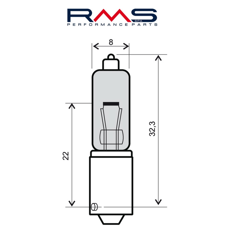 Bulb RMS 12V 21W, 90° 10 pcs white