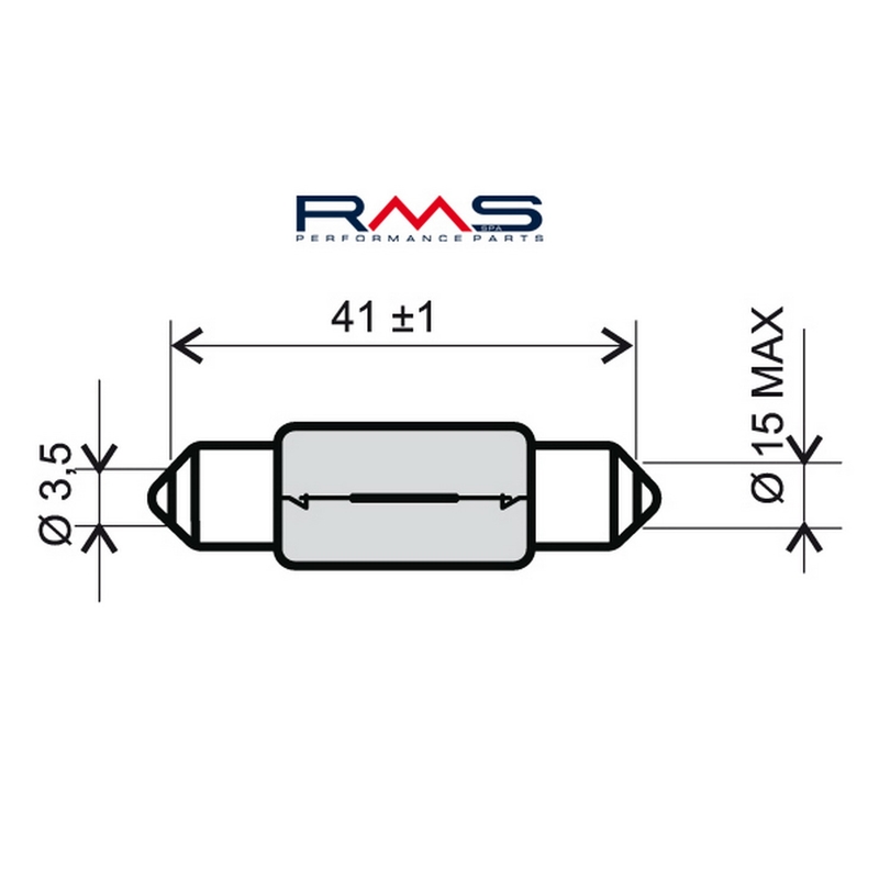 Bulb RMS 12V 15W, T15X44 S8.5 white
