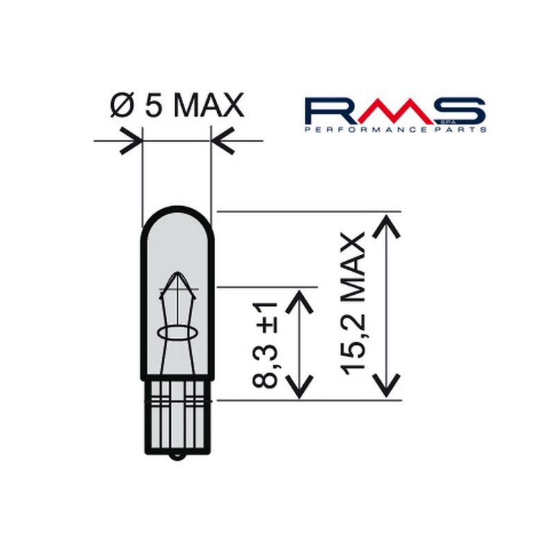 Bulb RMS 12V 2,3W, T5 white