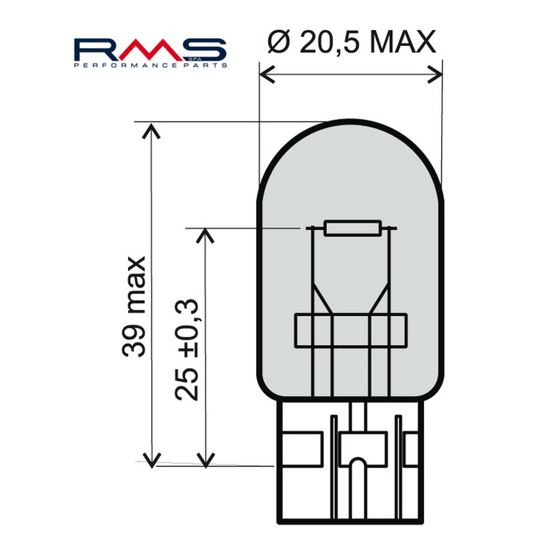Bulb RMS 12V 21W, T20 orange