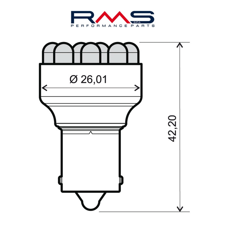 Bulb RMS 12V 12 Led, BA15S S25 blue