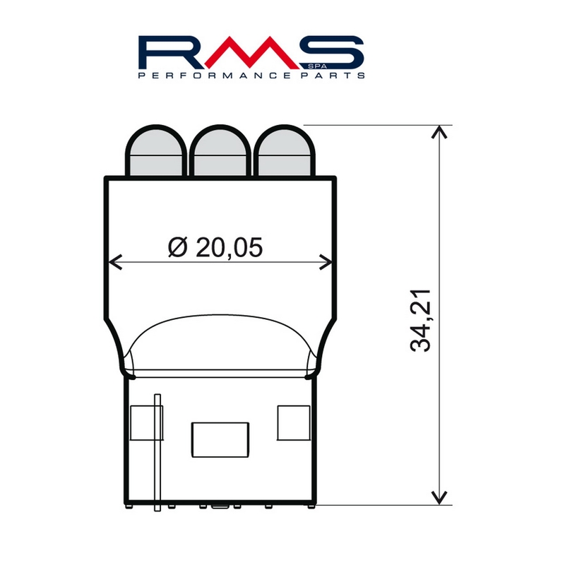 Bulb RMS 12V 6 Led, T20 blue (2 pcs)
